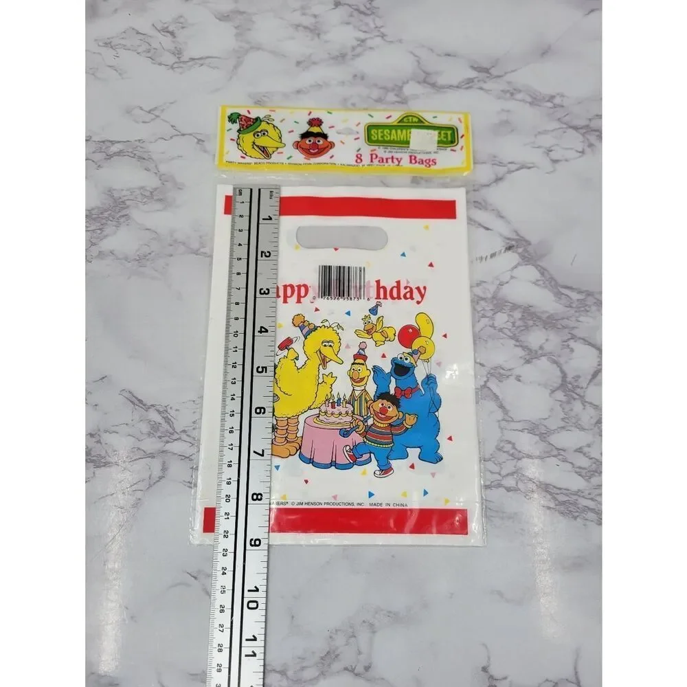 Sesame Street Happy Birthday Party Favor Treat Bags - White, Red, Yellow, Blue